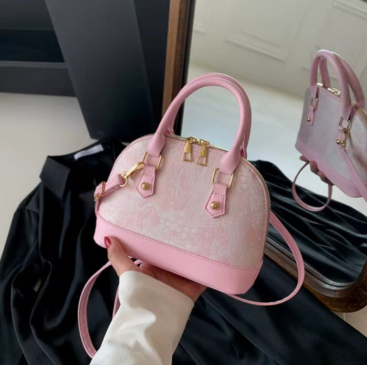 LÉMORIA – Round Jacquard Mini Bag with Floral Texture