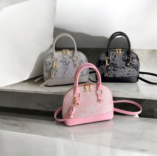 LÉMORIA – Round Jacquard Mini Bag with Floral Texture